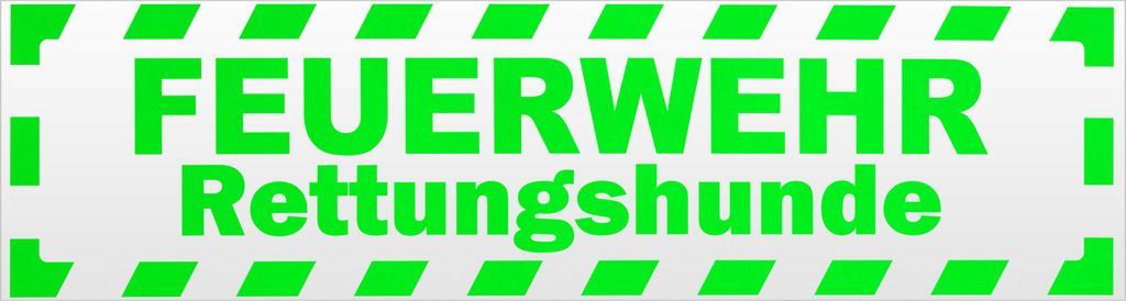 Kiwistar Feuerwehr Rettungshunde gestreift V2 Magnetschild Schild magnetisch - 30cm Neongrün - Magnetfolie für Auto PKW Kfz