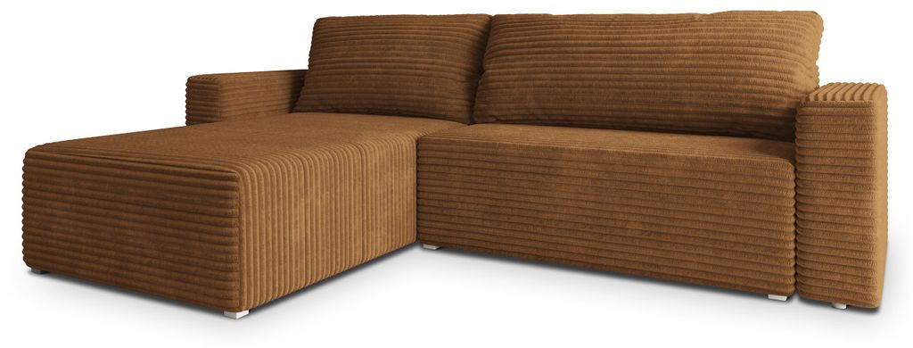 Masseno Ecksofa CALTI T mit Schlaffunktion L-Form, Sofa mit Bettkasten, Wohnzimmersofa, Couch, Soffa, Bettsofa, Couchgarnitur- Orange, TILIA 56