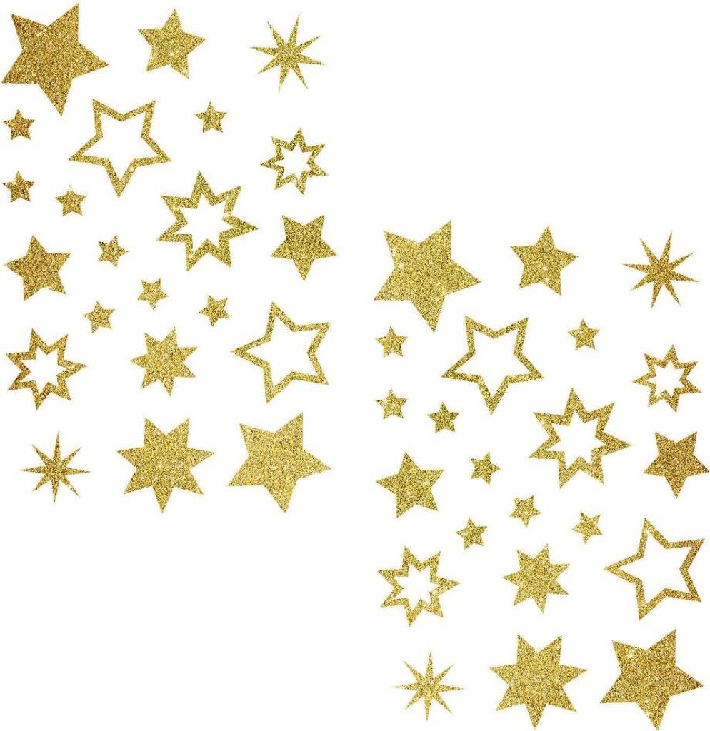 Oblique Unique 44 Glitzernde Funkelnde Sterne Sticker Aufkleber Weihnachtssterne Weihnachtsdeko - gold