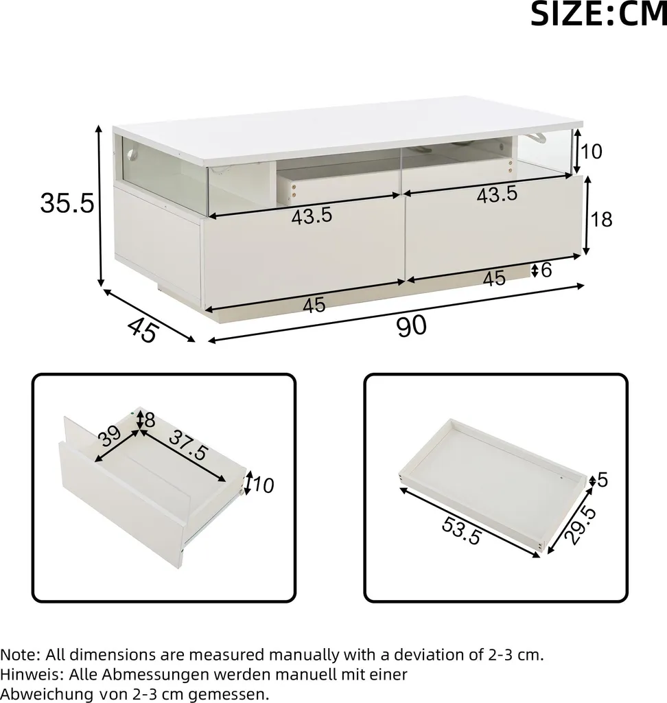 Table Basse LED Blanche : Solution Rangement et Éclairage pour Petit Salon - 4