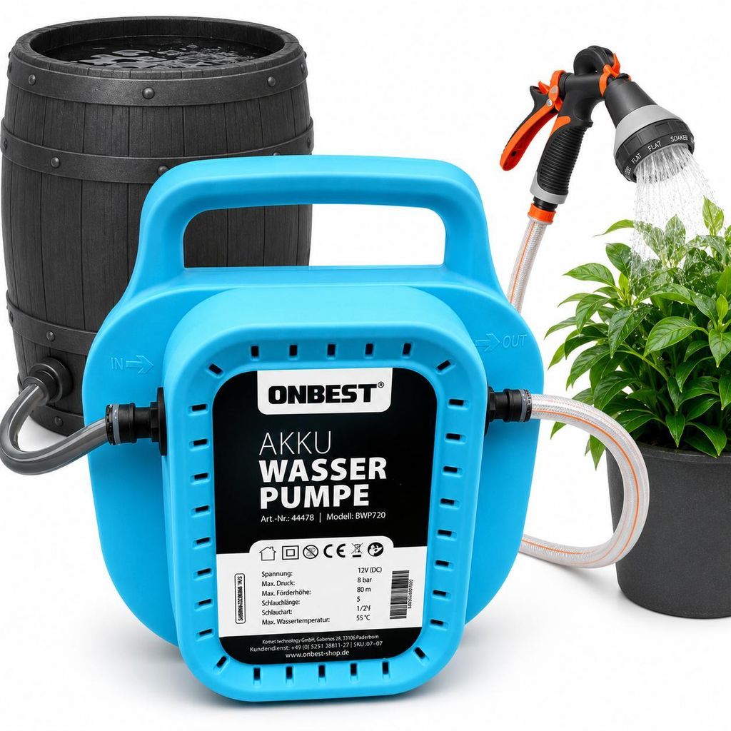 Akku Wasserpumpe ONBEST BWP720 | 12V 8000 mAh | 8 bar & 80 Produktbild 