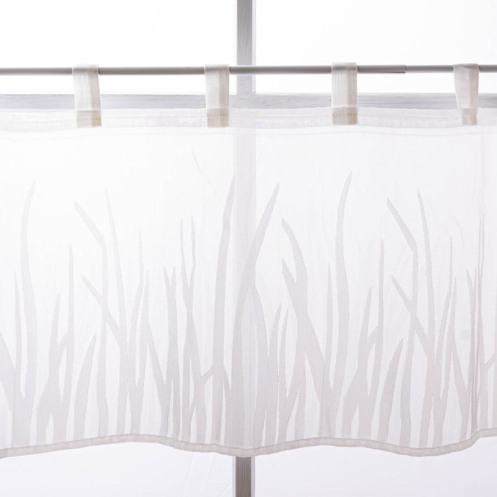 Scheibengardine Breeze Meterware Gräser wollweiß beige 46cm Höhe