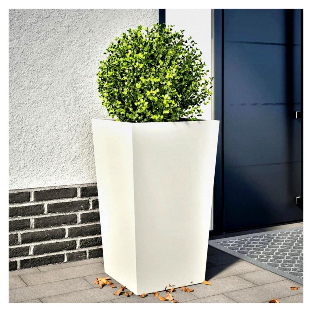 Mokuyard Garten Pflanzgefäß Weiß 45x45x75cm Stahl Pflanzkästen für den Anbau von Gemüse, Blumen und Kräutern