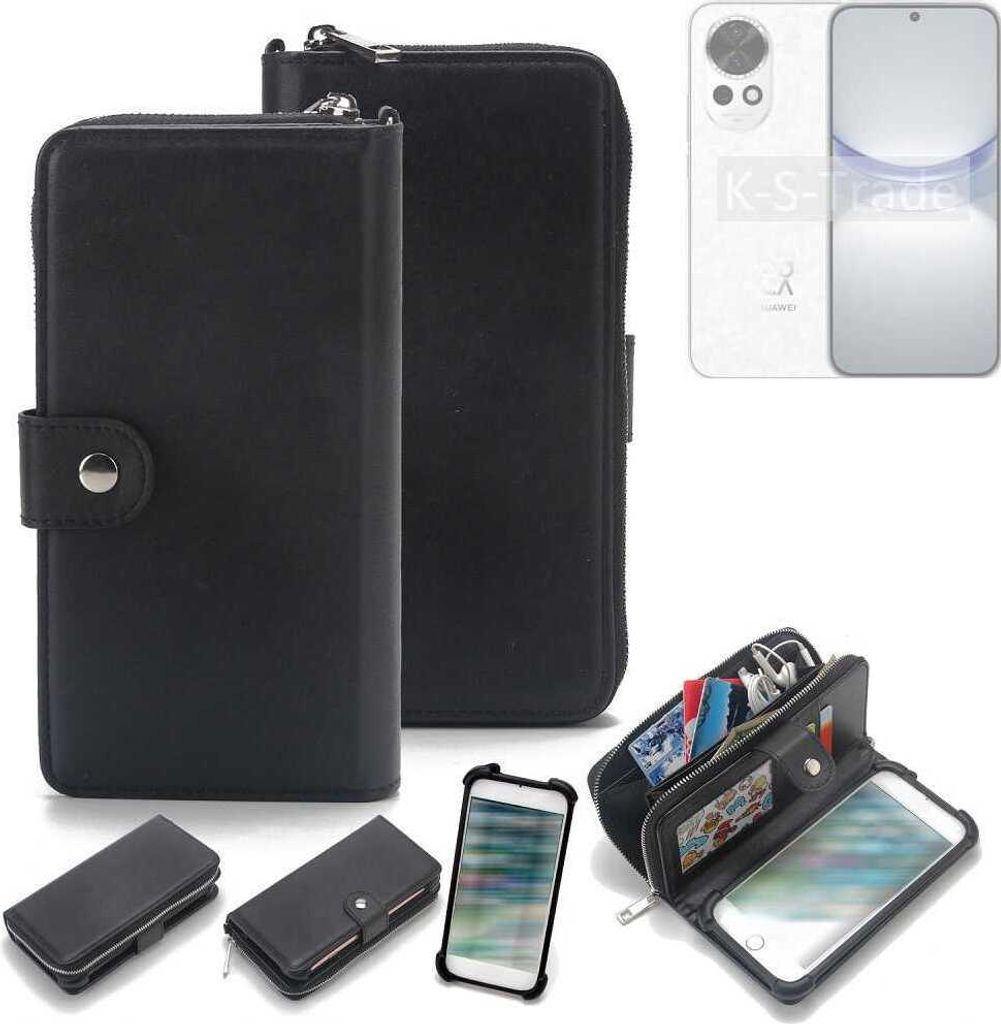 K-S-Trade 2in1 Handyhülle Schutzhülle kompatibel mit Huawei nova 12 & Portemonnee Cover Handy Hülle Case Etui Geldbörse Wallet Bookstyle Hülle