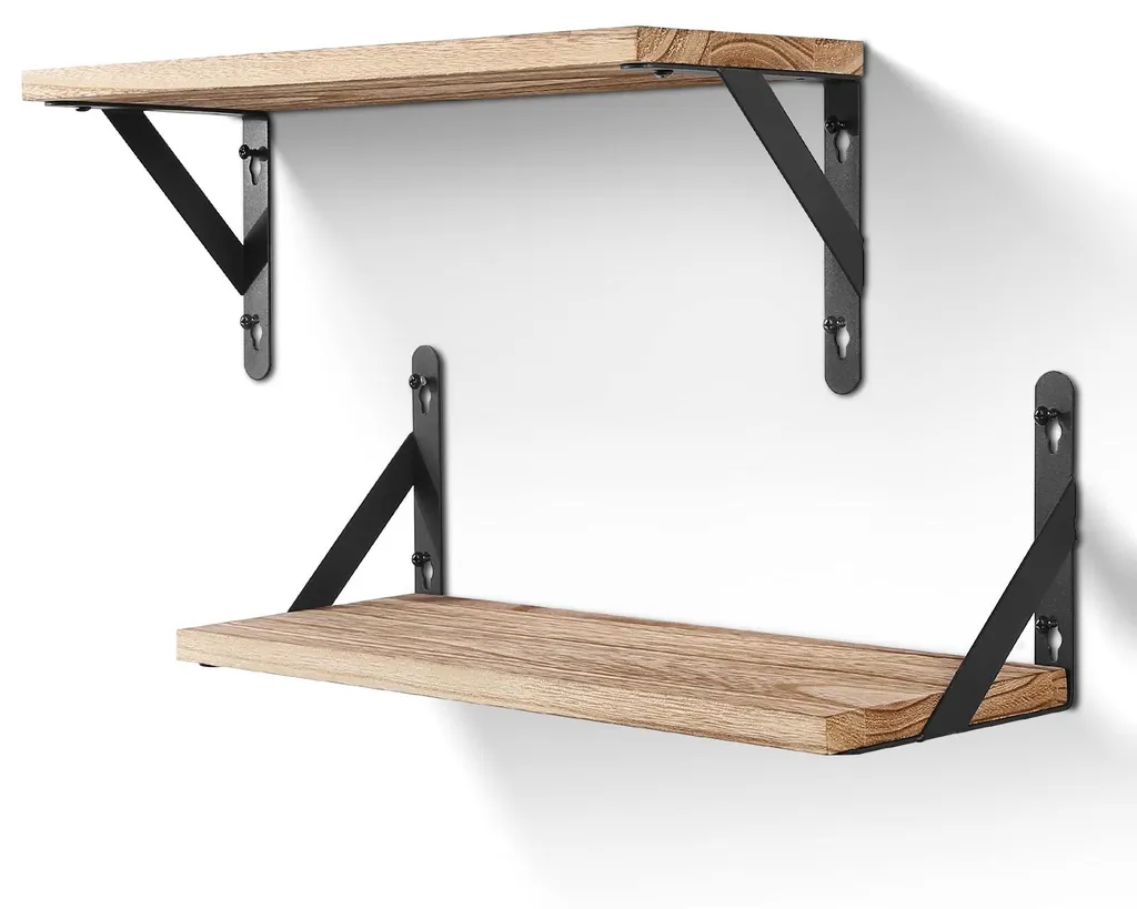 Étagères en bois massif 42 cm profondeur 15 cm lot de 2 design épuré