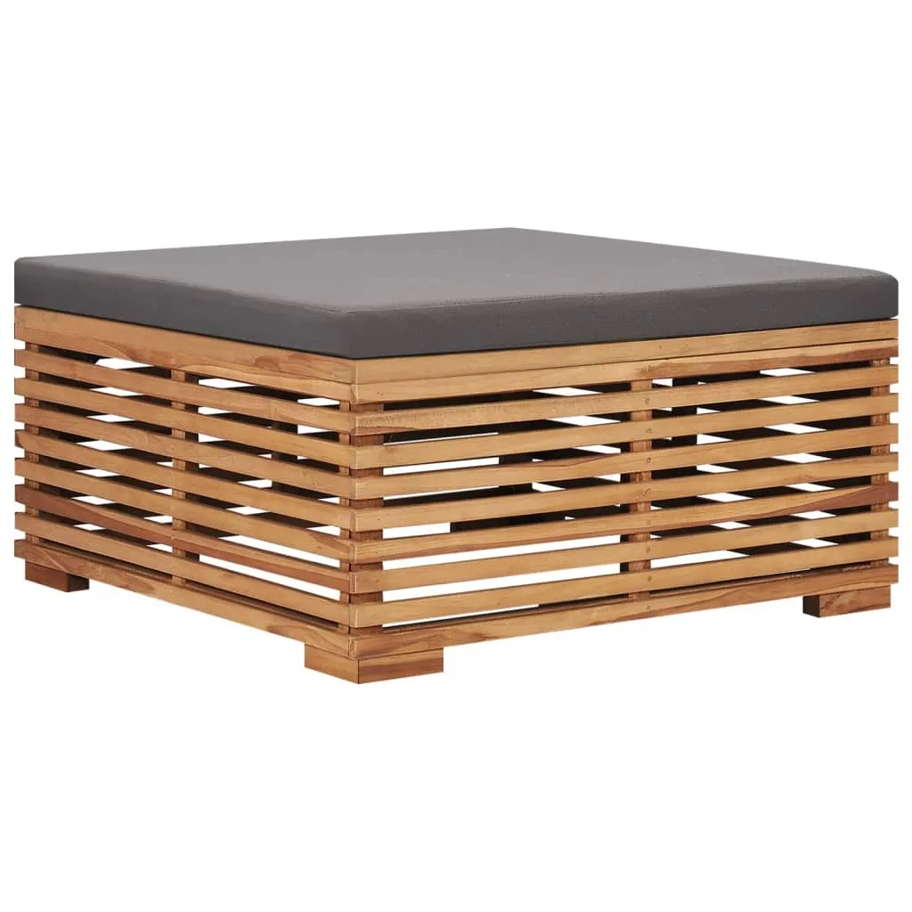 Ensemble Table Basse et Repose-pied en Teck Massif, Coussin Anthracite - 4
