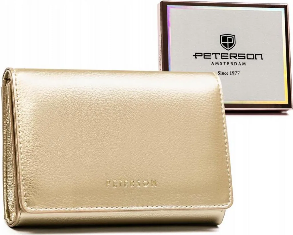 Portafoglio Peterson Donna Oro 13x9 cm: Pelle Bio e Protezione RFID