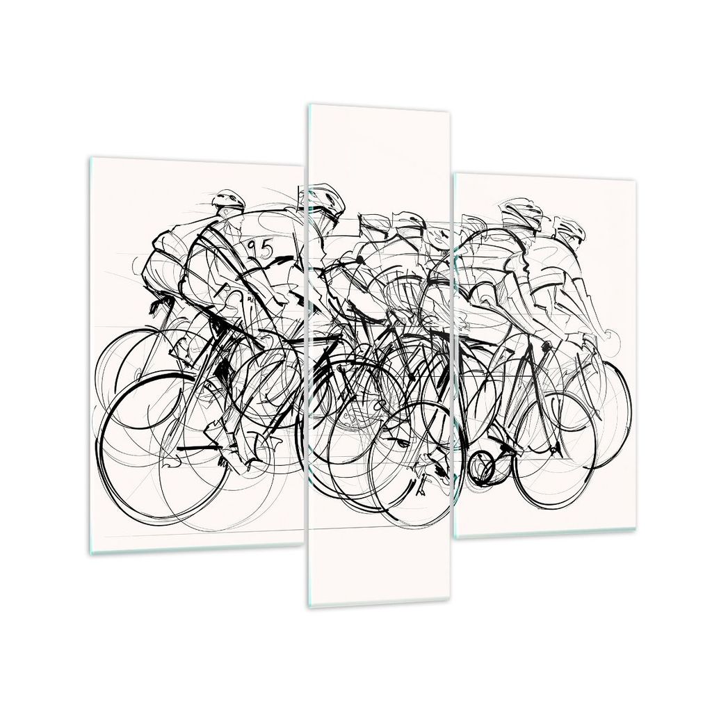 Bilder auf glas - Fahrrad Rennen Rad - 95x80cm - Glasbilder - Wandbilder - Kunstdruck - zum Aufhängen bereit - Wanddekoration aus Glas - Glas Bild...