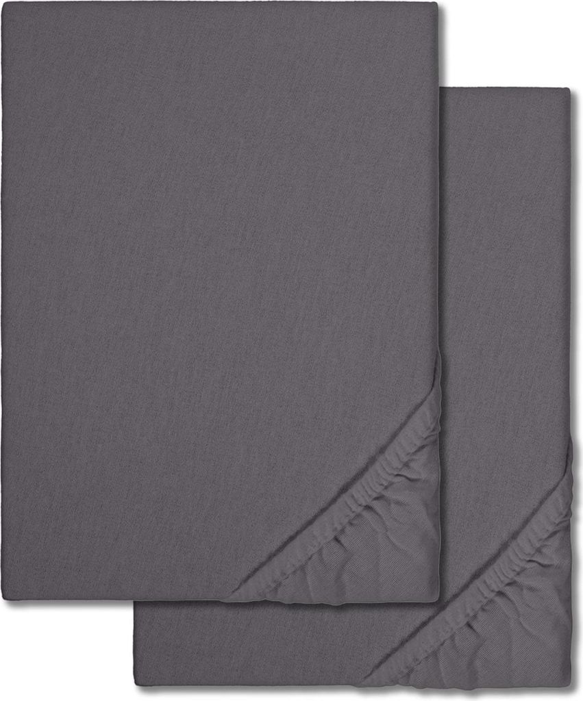 Spannbettlaken Winterflausch anthrazit 180 x 190 - 200 x 200 cm, 68% Baumwolle, 32% Polyester Doppelpack