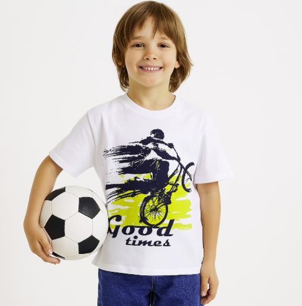 Modjeans | T-Shirt für Jungen – „Good Times“ – 100 % Baumwolle – Größe 146, Alter 11 Jahre – weiß