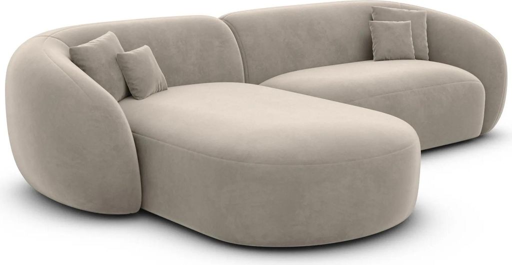 Samtstoff L-Form Sofa Gaia Taupe Links