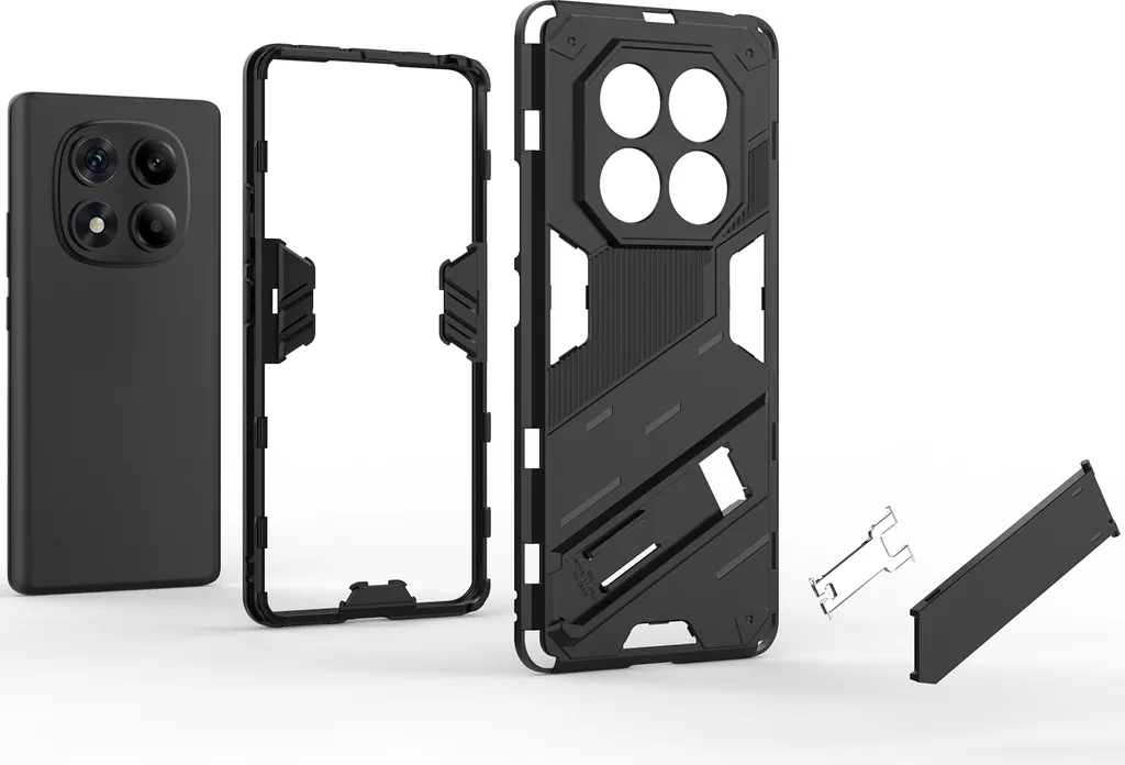 Custodia Ibrida Bianca per Redmi Note 14 Pro 4G - Funzione Stand e PC+TPU - 4