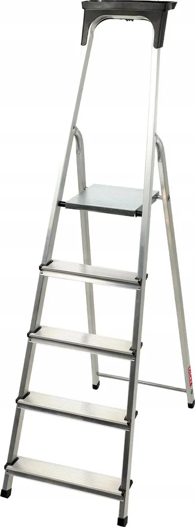Escabeau ménager 5 marches en alu avec tablette de travail pliable 125kg
