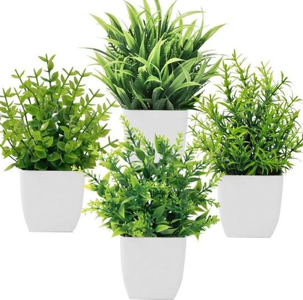 Décoration végétale pour table et étagère lot de 4 plantes plastiques