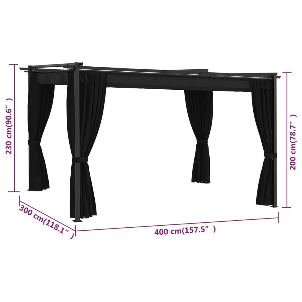 Tonnelle de Jardin Pavillon 4x3m Anthracite avec Toit de Protection - 7