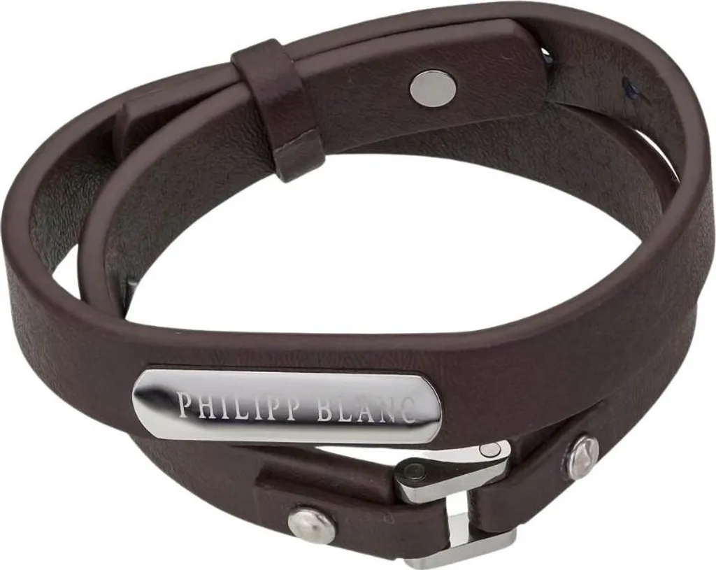 Bracelet Philipp Blanc en cuir marron pour homme - Taille 18,5/19 cm