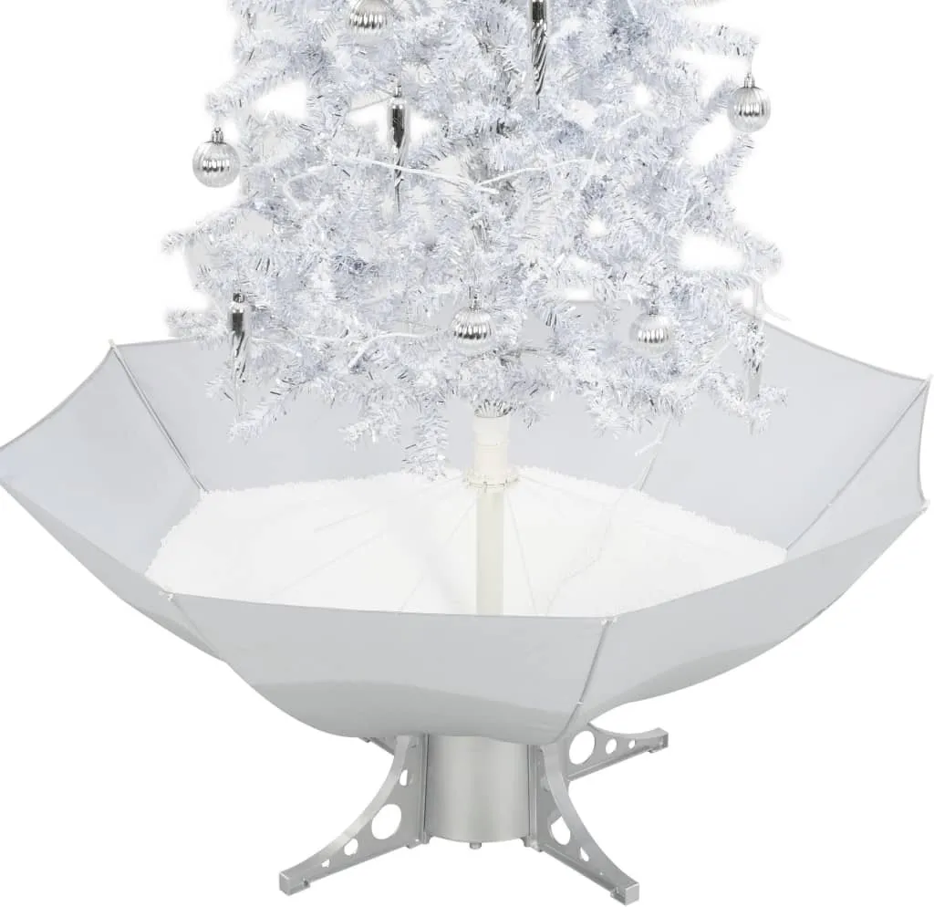vidaXL Sapin de Noël à neige avec pied parasol blanc hauteur 170 cm - 6