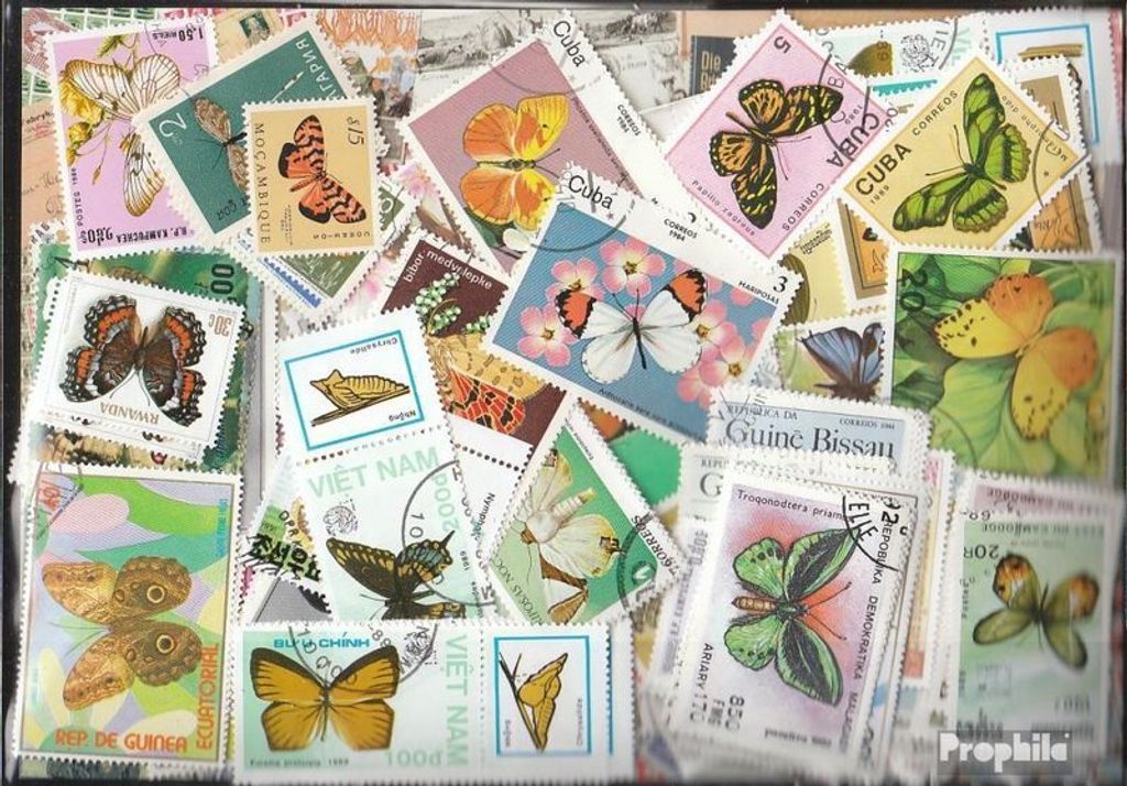 Briefmarken Motive 300 verschiedene Schmetterlinge Marken