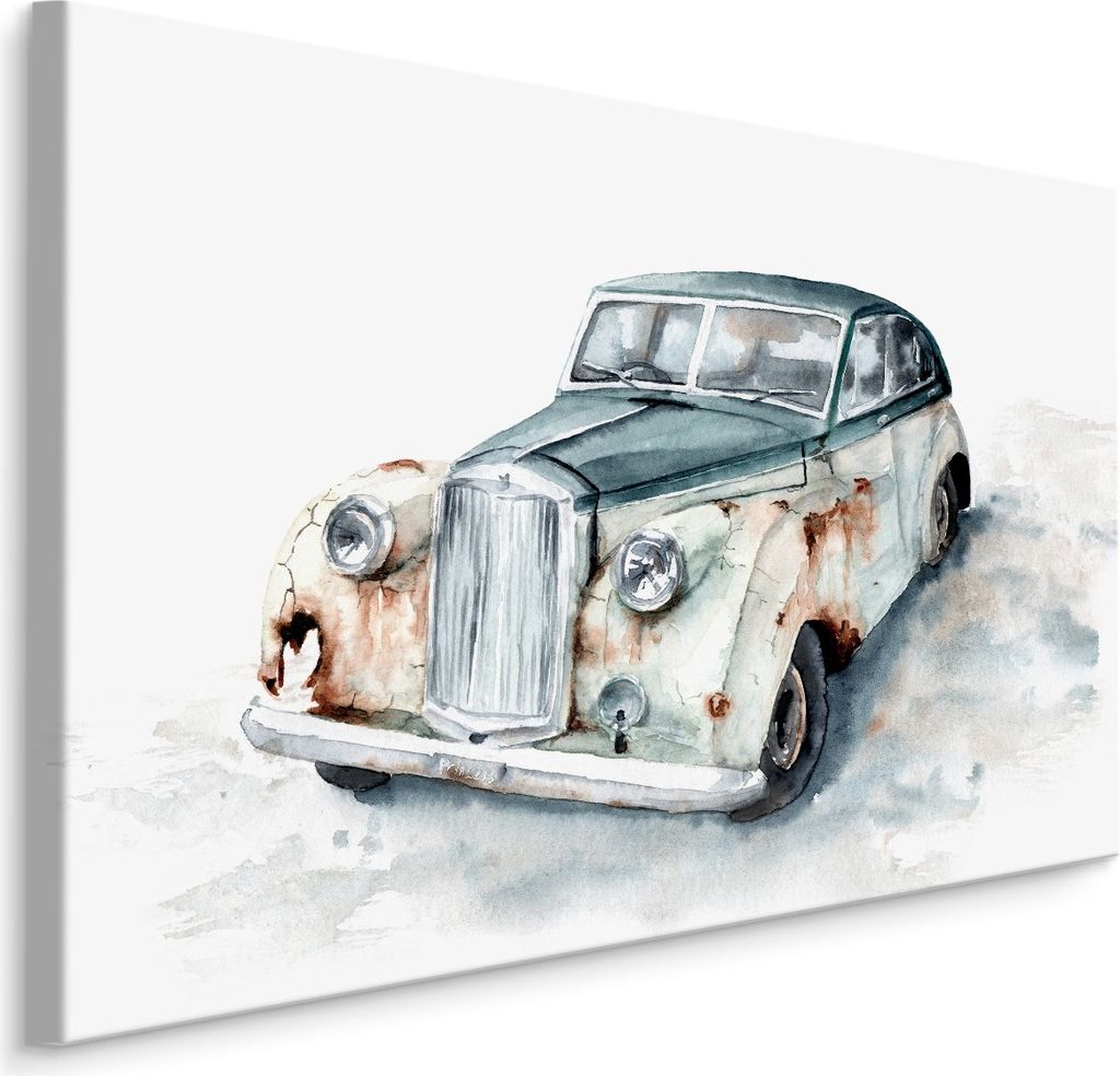 Fabelhafte Canvas LEINWAND BILDER 40x30 cm XXL Kunstdruck Auto Retro Alt Aquarell
