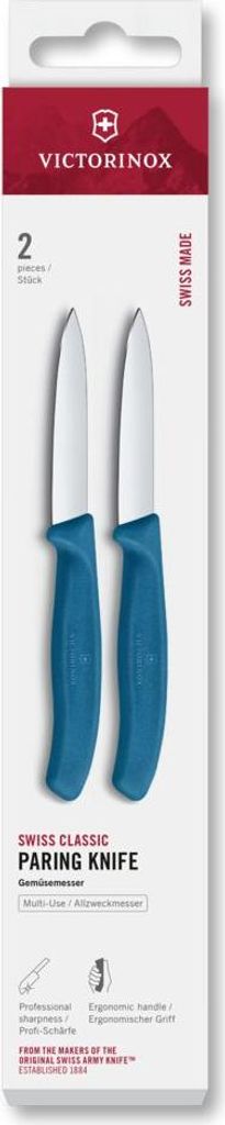 Swiss Classic, Gemüsemesser, 2tlg, 8cm,gerade,blau,Box