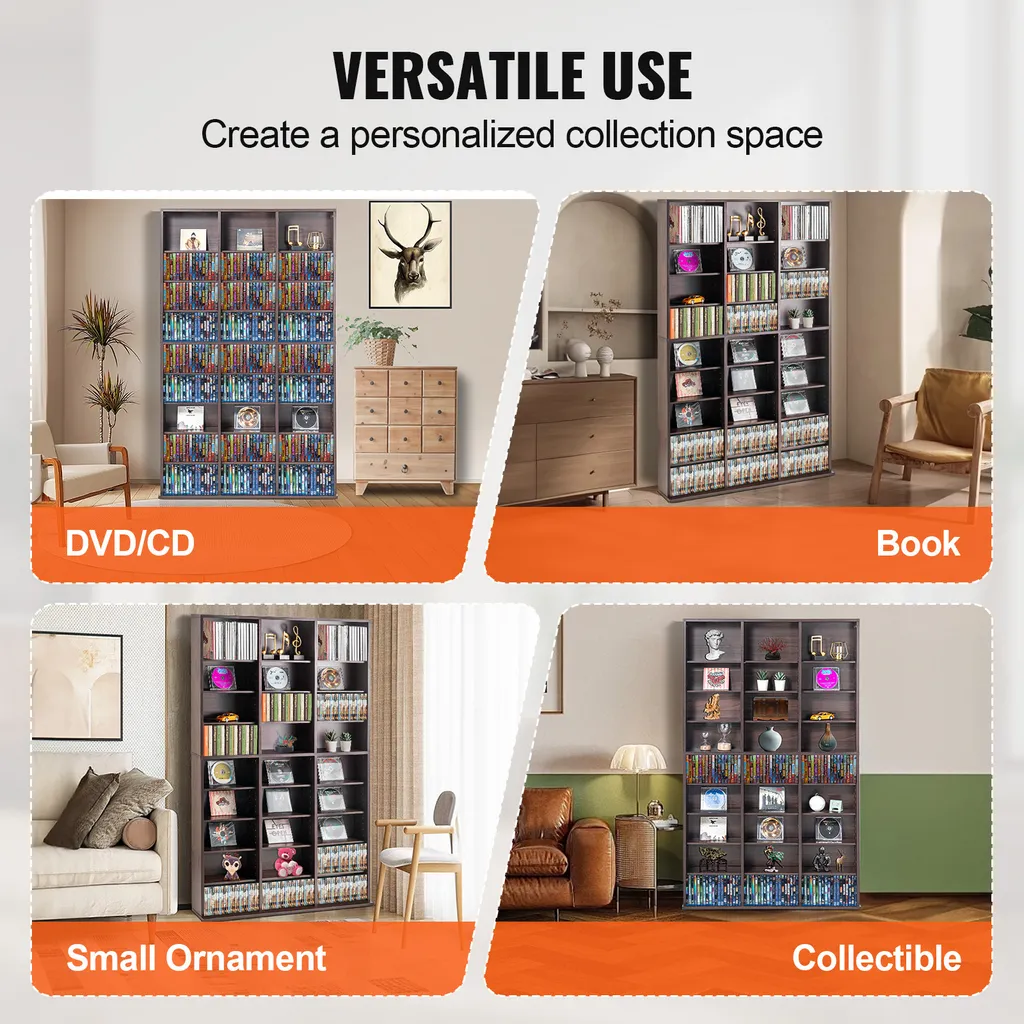 Meuble de Rangement CD avec Tablettes Réglables et 27 Compartiments XXL - 6