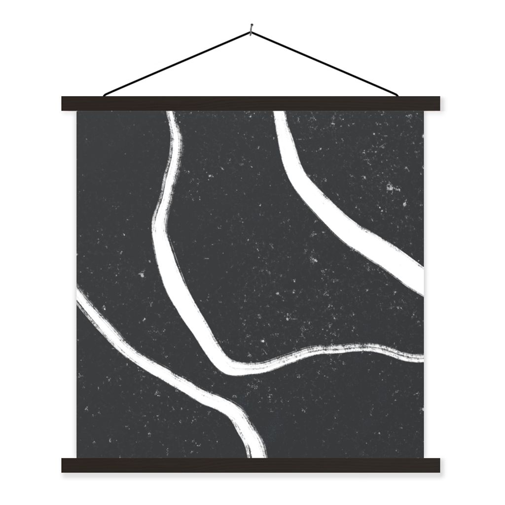 MuchoWow Textilposter Linie - Minimalismus - Gestaltung 60x60 cm mit schwarzem Rahmen - Posteraufhänger