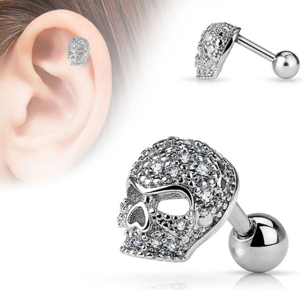 Tragus Cartilage Helix Ohr Piercing Totenkopf