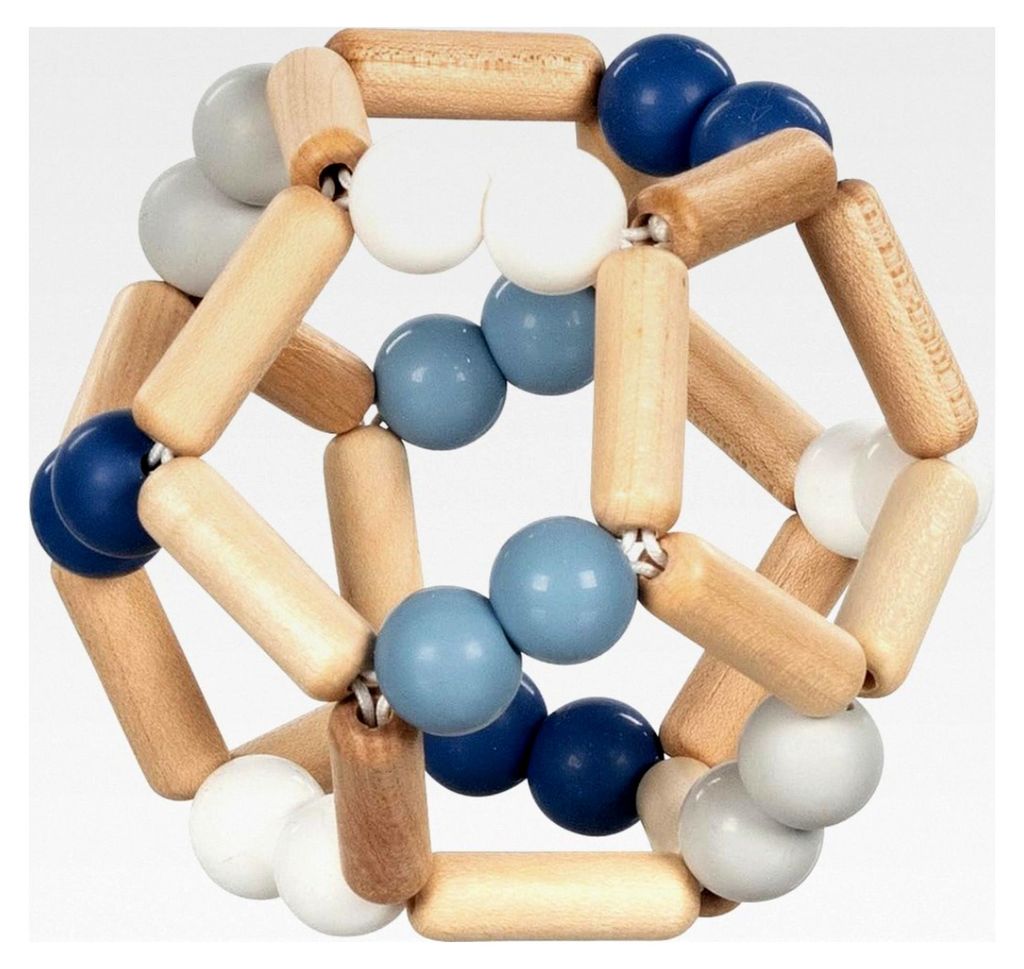 Greifling Ball aus Holz und Silikon für Babys – Germany, Blau, Natürliches Motorikspielzeug zur Förderung des Greifreflexes und der Sprachentw...