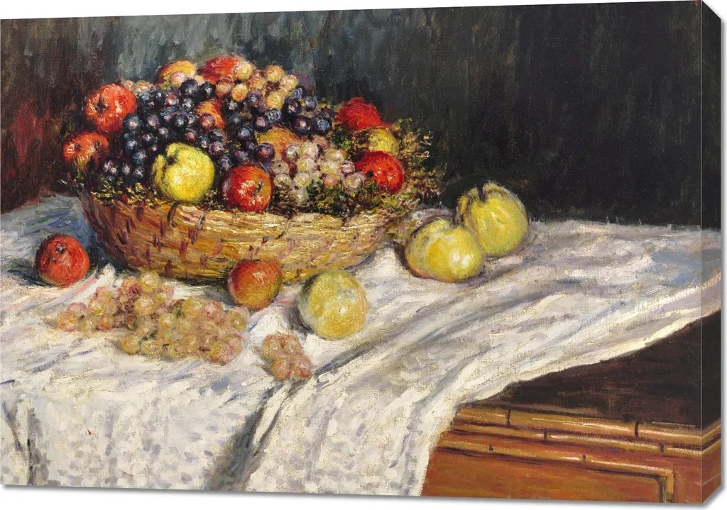 Quadro Vintage Monet Mele e Uva 100x70 | Arredo Parete Elegante Salotto