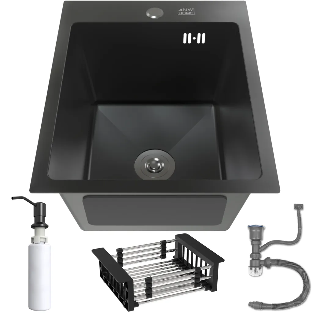 Lavello ANW HOME 40x50 Nero - Acciaio Inox 304 Spessore 3mm Bordo