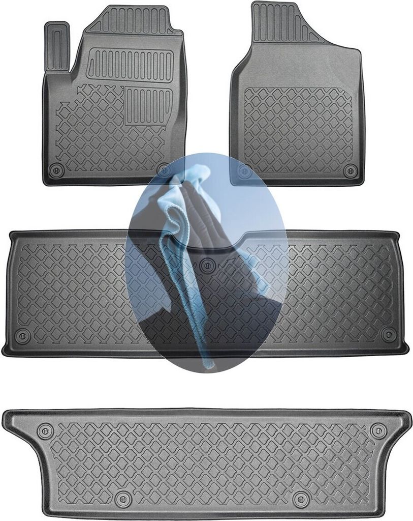 Z522309 TPE-Gummifußmatten kompatibel mit Seat Alhambra 1 7V8 / 7V9 Van Kombi 5-türer 1995-2010 7Sitze (1. + 2. + 3. Sitzreihe)