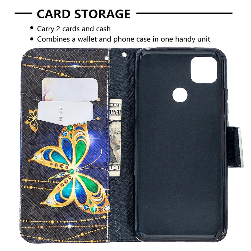 SATURCASE - Custodia per Xiaomi Redmi 9C, motivo 3D, in pelle PU, con