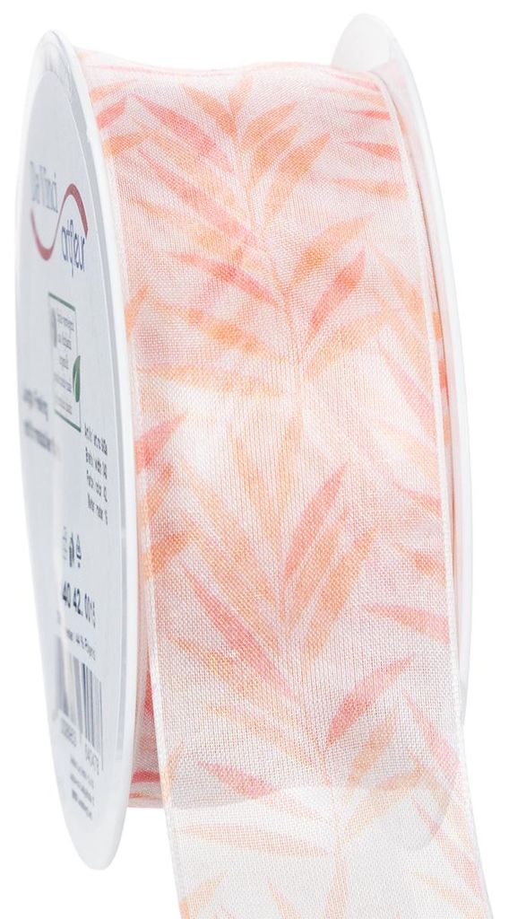 Organzaband Chiffon Dschungel-Optik Orange-Rot 40mm x 15m für Deko & Geschenkverpackung