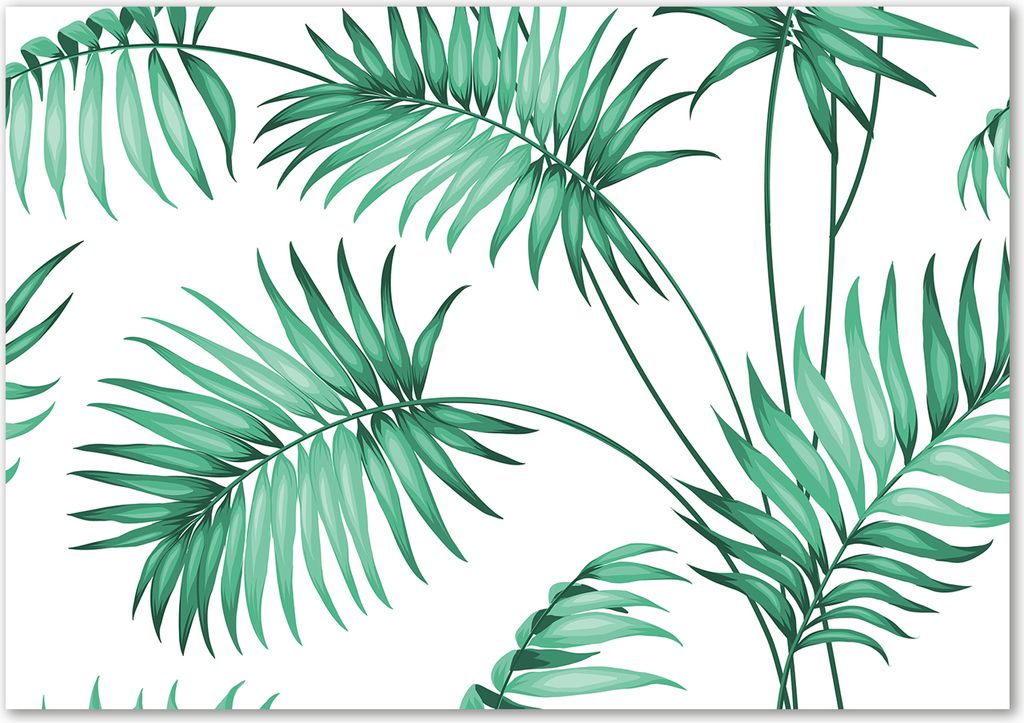 Tulup Leinwandbild - 100x70 cm - Wandkunst - Drucke auf Leinwand - Leinwanddruck - Blumen & Pflanzen - Grün - Tropische Blätter