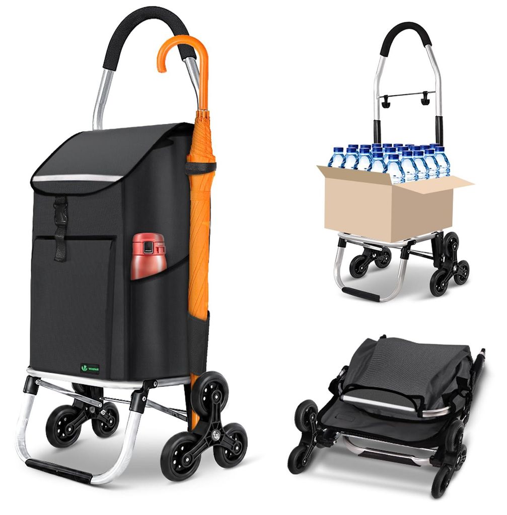 Carro de compra de aluminio VOUNOT® con ayuda para subir Imagen del producto 