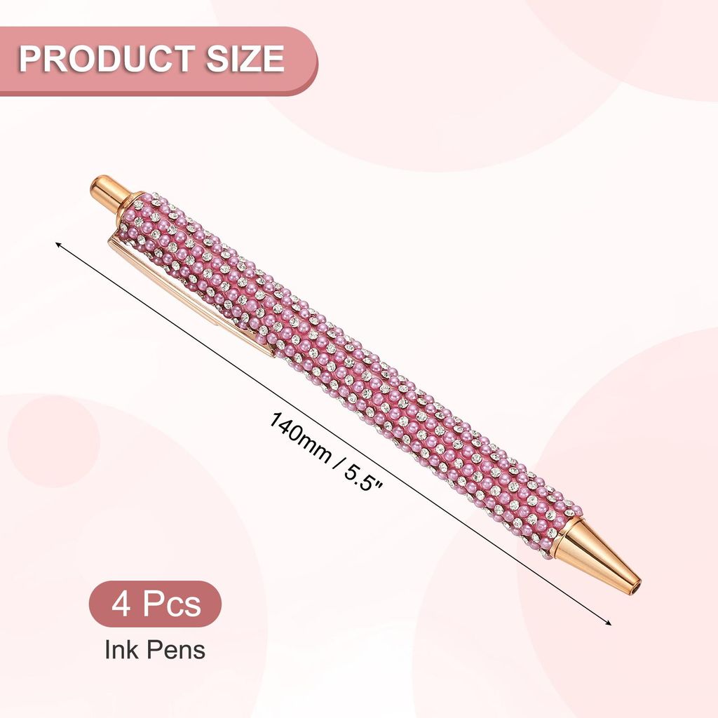 Strass Metall Kugelschreiber, 4er Pack Kristall Perlen Stifte Schwarz Tinte 1,0mm Spitze Glitzernd fš¹r Frauen Geschenk Bš¹ro Notizen Tagebuch,...