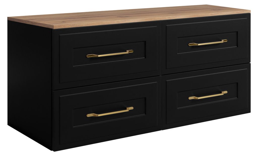 Badezimmer-Unterschrank-Set, Schwarz / Eiche Craft, 120 (2 x 60) x 46 x 58 cm, 3 Grifffarben zur Auswahl