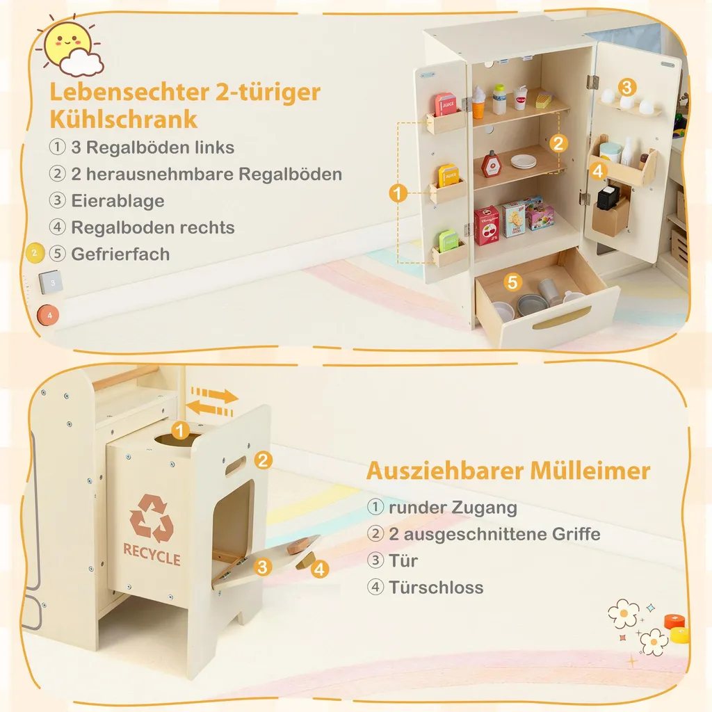 Cuisine enfant interactive d'angle avec sons, lumières et 22 accessoires