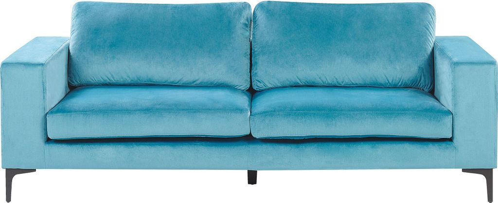 BELIANI Sofa Hellblau Polsterbezug 3-Sitzer Glamourös Retro Wohnzimmer