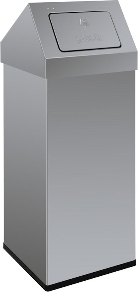 Eckiger Edelstahl Abfallbehälter Haiti mit Push-Deckel | 110 Liter, HxBxT 100x39x39cm | Silber
