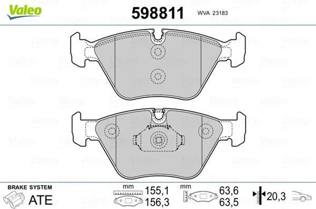 Plaquettes de Frein à Disque pour BMW Série 3 E46 et Z4 Valeo 598811
