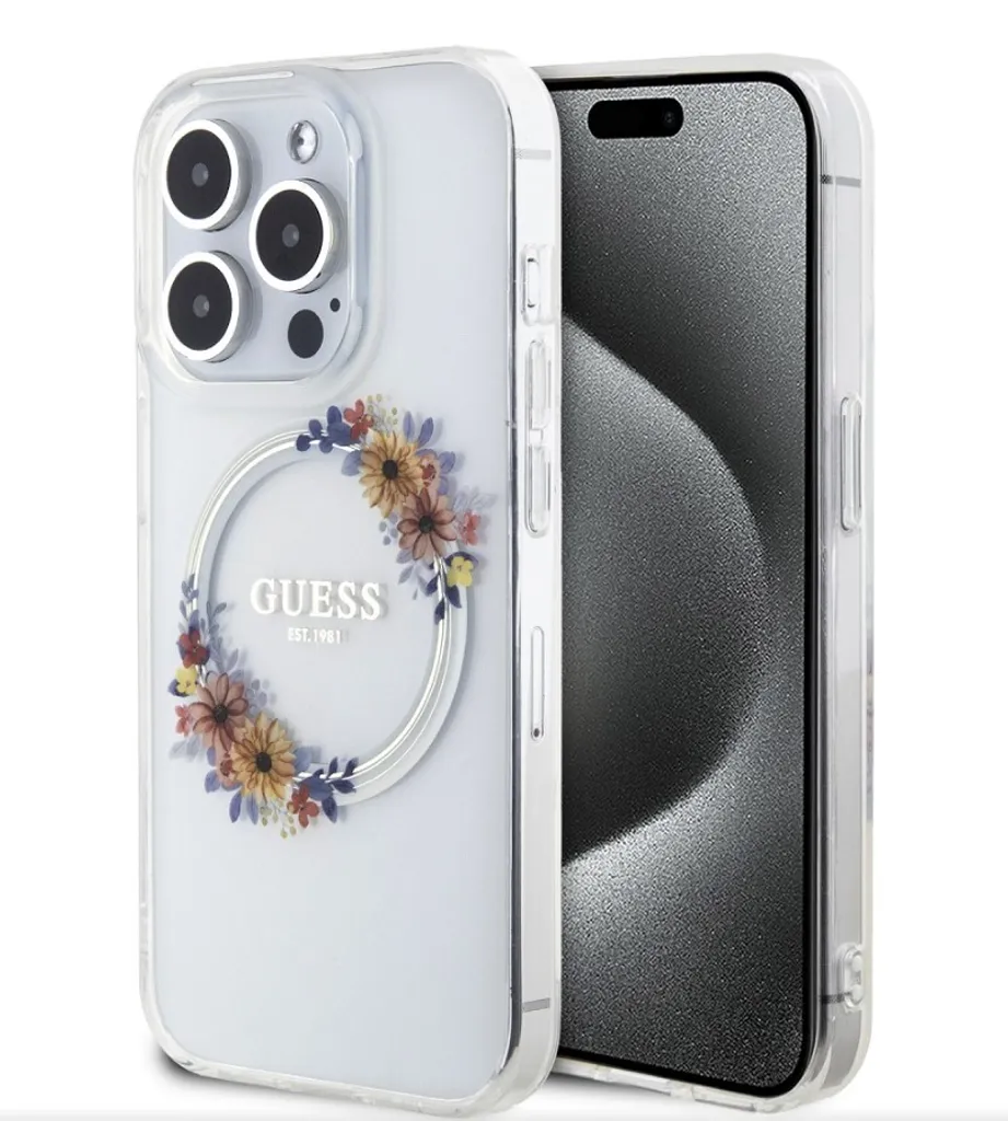 Custodia Guess iPhone 13 Pro MagSafe IML Fiori - Trasparente e Robusta - 2