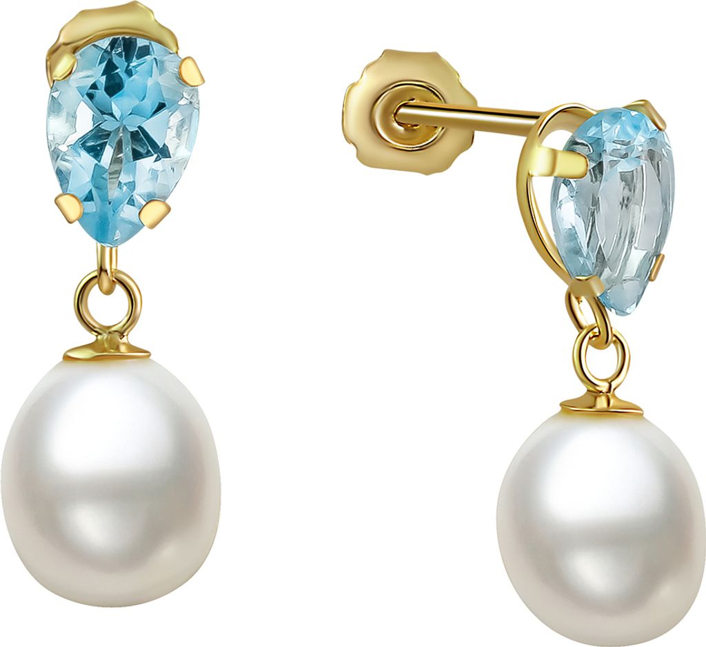 Fascination by Ellen K. Ohrringe 333/- Gold 1,8cm gelb Blautopas beh. blau 216320073