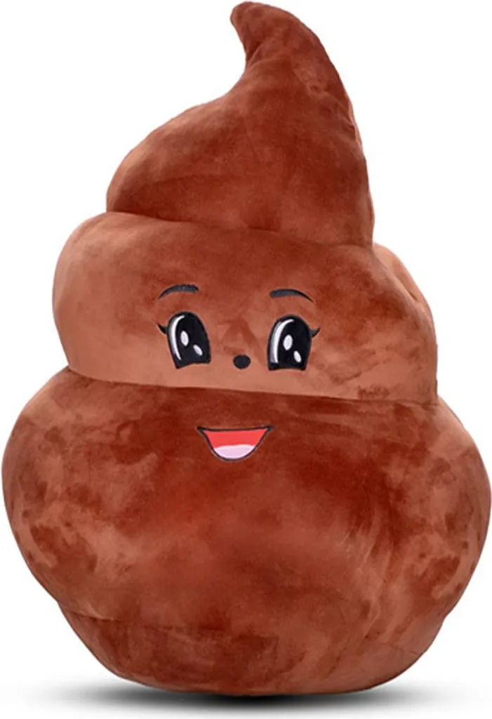 Grande peluche crotte rigolote 55 cm avec visage souriant et doux