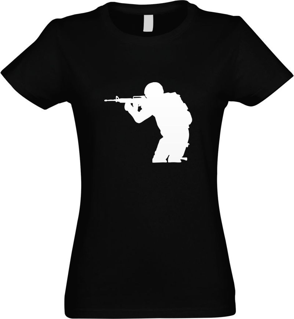Kiwistar - T-Shirt tailliert - Damen - schwarz - Armee - Motiv 3 - Special Forces - mit Motiv Bedruckt - Funshirt Design - Sport - Freizeit - Damen...