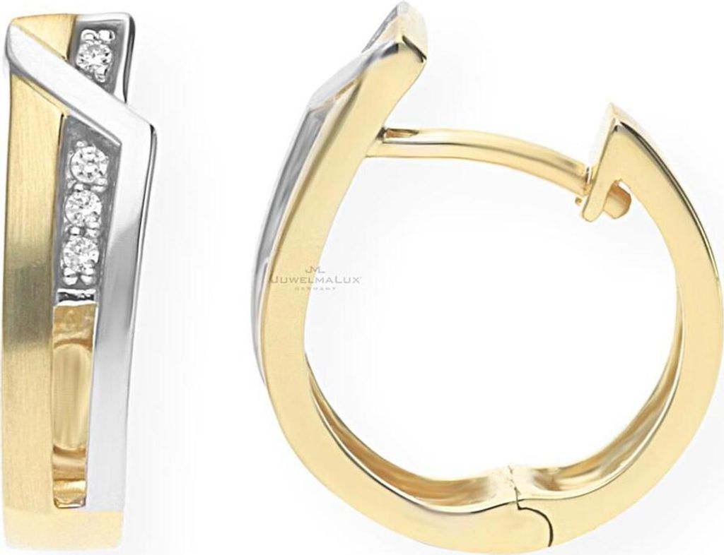 JuwelmaLux Creolen in 333 Gold und Weißgold mit Zirkonia JL20-06-0542