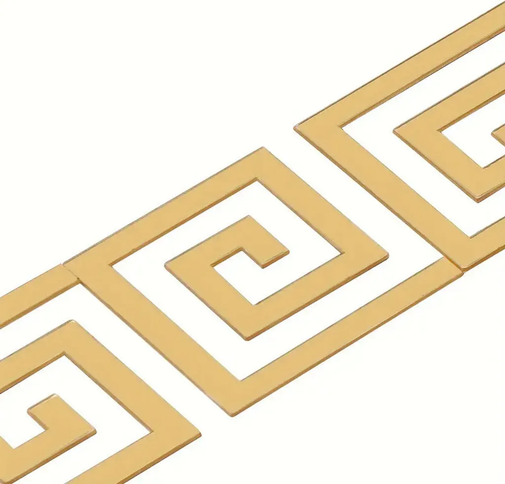 confezione da 10 adesivi per specchio da parete, tatuaggio da parete, motivo geometrico a chiave greca per la casa - GLOROB Gold