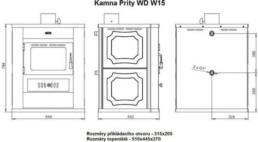 Wasserführender Kaminofen Holzofen Prity WD W15 7 + 12 kw Produktbild 4