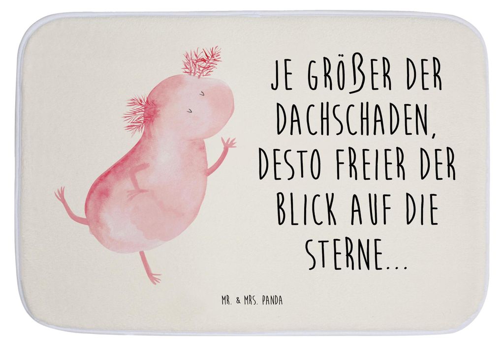 Mr. & Mrs. Panda wannenvorleger Axolotl Tanzen - Weiß - Geschenk, Sterne, gut Gelaunt, Badläufer, Badezimmerteppich, Lurch, Schwanzlurch, duschma...