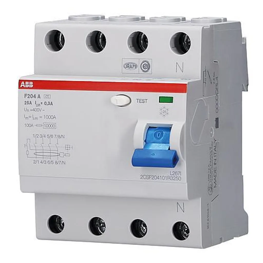 Dispositif différentiel ABB Classe A 300mA 4P 25A haute fiabilité 2CSF204